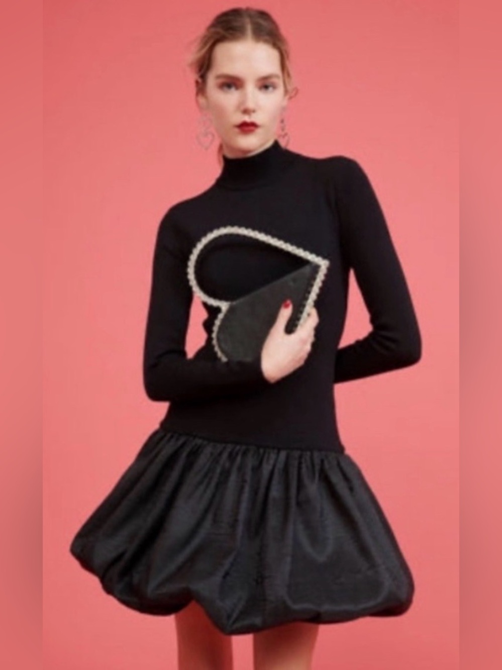 Rachel Parcell Black Long-Sleeve Turtleneck Dress